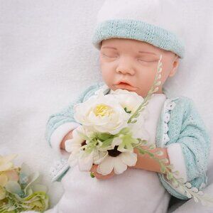 18Inch Realistic Full Body Silicone Reborn ivory White Baby Girl Sleeping Dolls